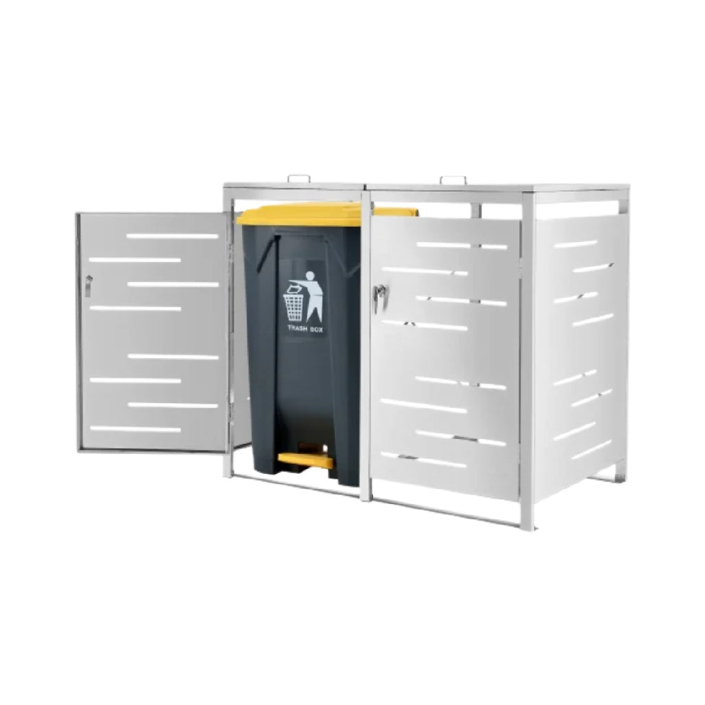 ゴミ箱収納キャビネット スチール製 - 110 x 80 x 90